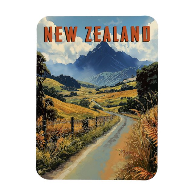 Vintage New Zealand Travel Magnet (Vertikal)