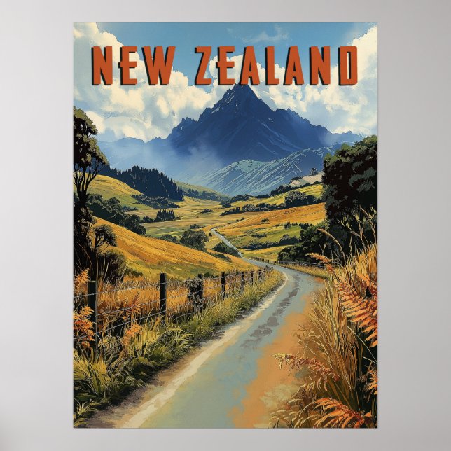 Vintage New Zealand Travel Poster (Framsidan)