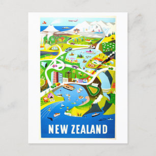 Vintage New Zeeland reseresevärde Poster Postkort Vykort