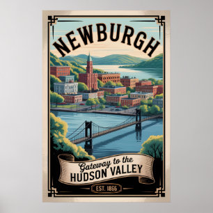 Vintage Newburgh New York Retro Resa Poster