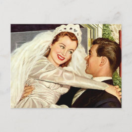 Vintage Newlyweds Bride Groom, Adress Meddelande Vykort