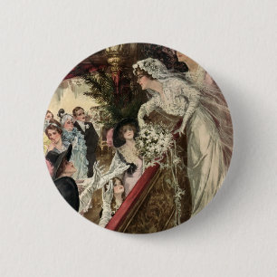 Vintage Newlyweds, Victorian Bride Tossing Bouquet Knapp