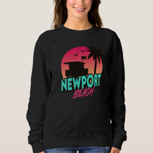Vintage Newport Beach California Handflatan Träd C T Shirt