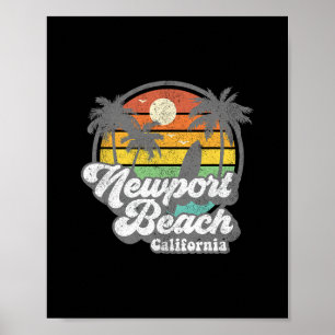 Vintage Newport Beach Kalifornien Ca Surfing Retro Poster
