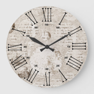 Vintage Newspaper Acrylic Wall Clock Stor Klocka
