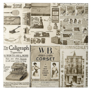 Vintage Newspaper Advertisements Rustic Tiled Kakelplatta