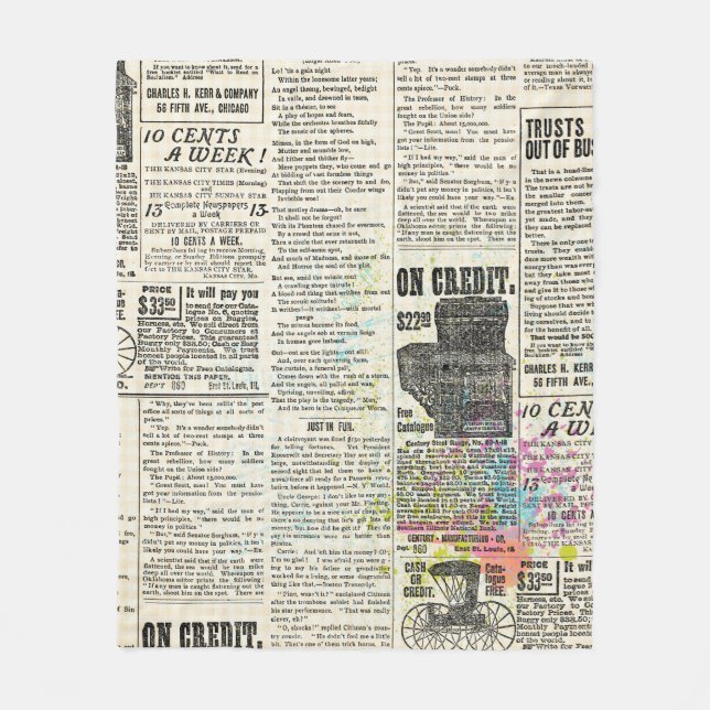 Vintage newspaper advertising fleecefilt (Framsidan)