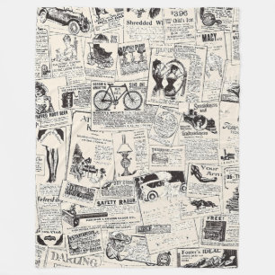 Vintage Newspaper Fleecefilt