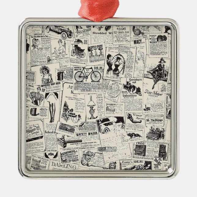 Vintage Newspaper Julgransprydnad Metall (Framsidan)