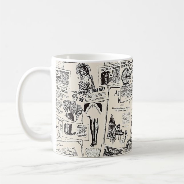Vintage Newspaper Kaffemugg (Vänster)