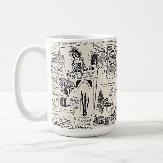 Vintage Newspaper Kaffemugg (Vänster)