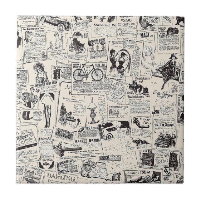 Vintage Newspaper Kakelplatta (Framsidan)