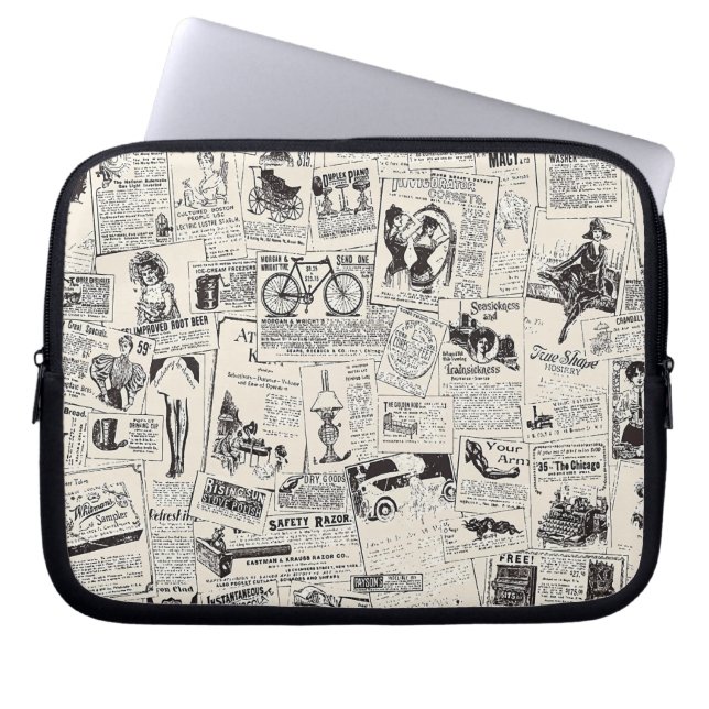 Vintage Newspaper Laptop Fodral (Framsidan)