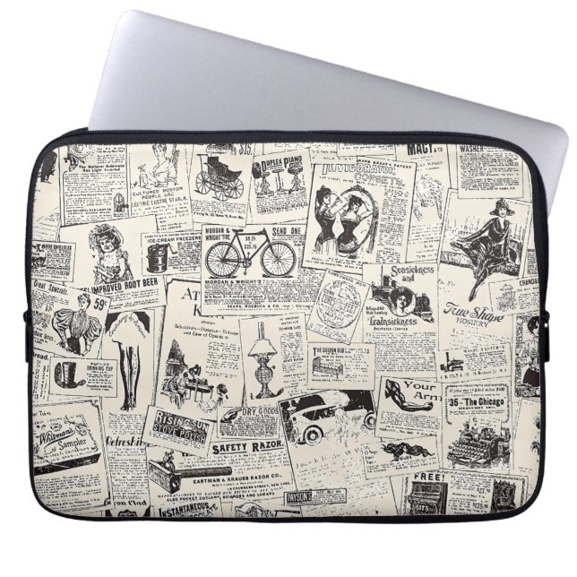 Vintage Newspaper Laptop Fodral (Framsidan)