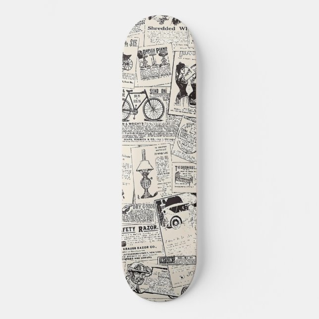 Vintage Newspaper Mini Skateboard Bräda 18,5 Cm (Framsida)