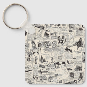Vintage Newspaper Nyckelring