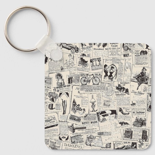 Vintage Newspaper Nyckelring (Framsida)