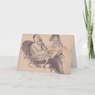 Vintage Newspaper Pappa Greeting Card Kort