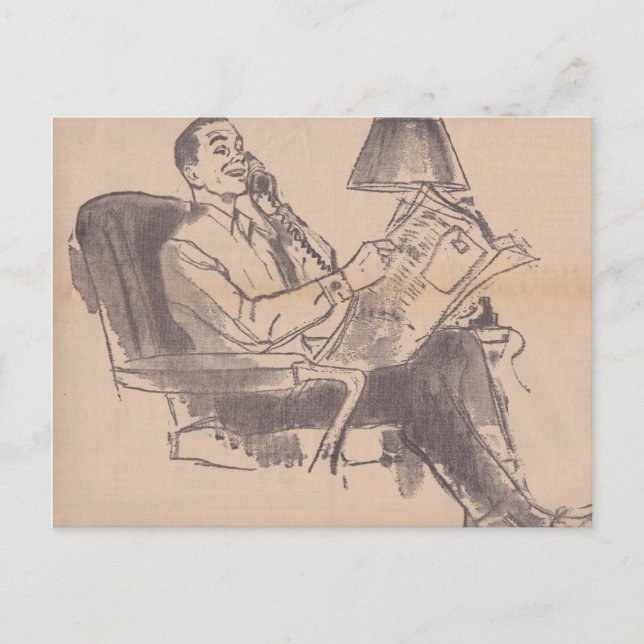 Vintage Newspaper Pappa Postcard Vykort (Framsida)