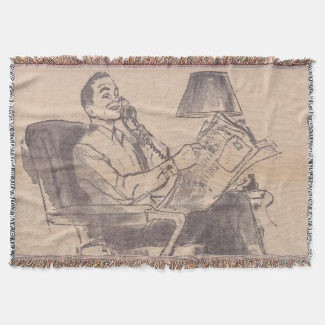 Vintage Newspaper Pappa Throw Blanket Mysfilt (Framsidan)