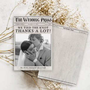 Vintage Newspaper Photo Unique Bröllop Tack Kort
