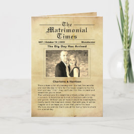 Vintage Newspaper Stil Bröllopsprogram Program