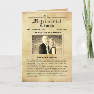 Vintage Newspaper Stil Bröllopsprogram Program