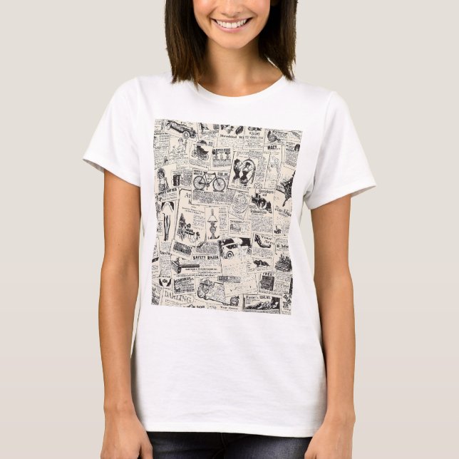 Vintage Newspaper T Shirt (Framsida)