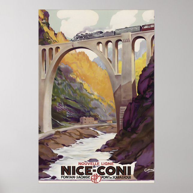 Vintage Nice Coni Järnvägs Resaffisch Fransk Poster (Framsidan)