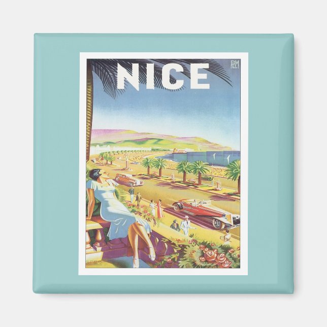 Vintage Nice Frankrike Magnet (Framsidan)