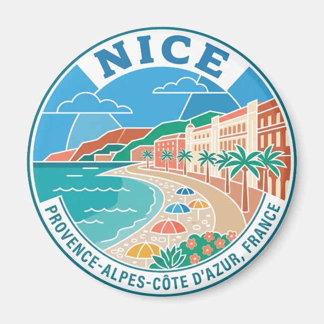 Vintage Nice Frankrike Magnet (Framsidan)