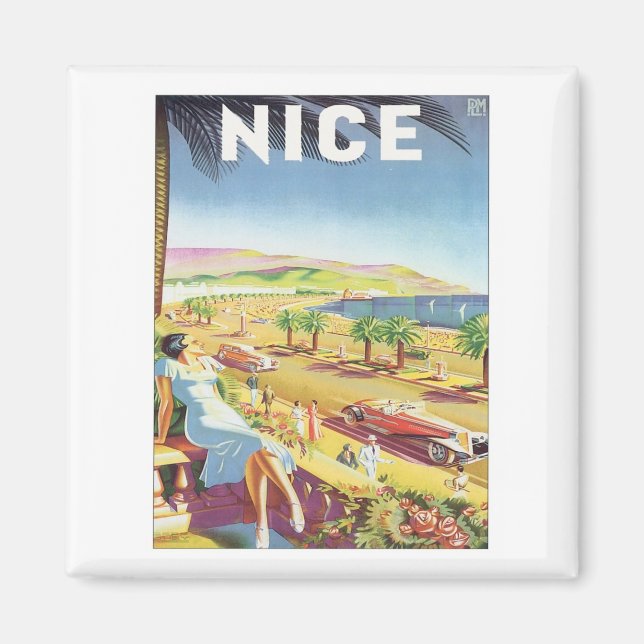 Vintage Nice Frankrike Magnet (Framsidan)