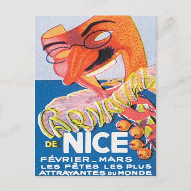 Vintage Nice Frankrike Mars Vykort (Framsida)