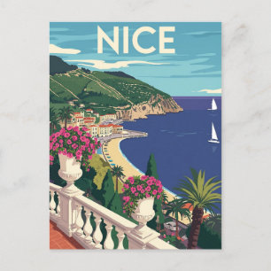 Vintage Nice Frankrike Travel Poster Vykort