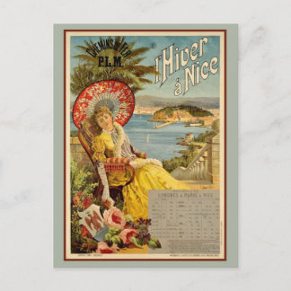 Vintage Nice-Fransken Riviera vinterresa och Vykort