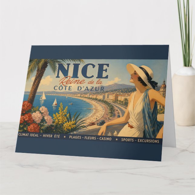 Vintage Nice Reine Côte d'Azur Kort (Framsida)