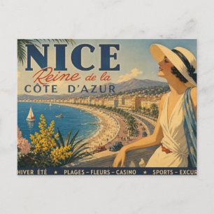Vintage Nice Reine Cote D'Azur Vykort