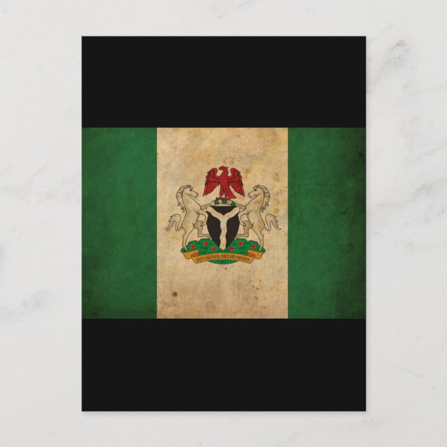 Vintage Nigeria Flagga Vykort (Framsida)