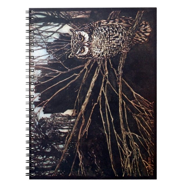 Vintage Night Owl Rackham Anteckningsbok (Framsidan)