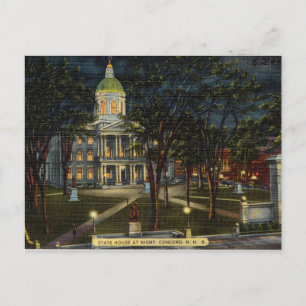 Vintage Night State House, Concord, New Hampshire Vykort