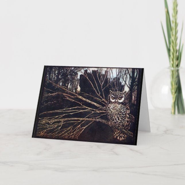 Vintage Night Uggla Rackham Kort (Framsida)