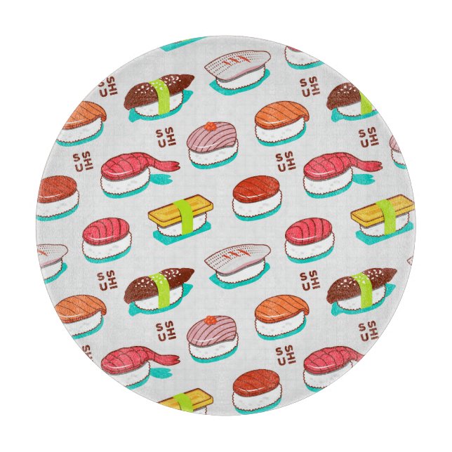 Vintage nigiri sushi, doodle mönster (Framsidan)