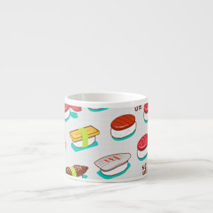 Vintage nigiri sushi, doodle mönster espressomugg