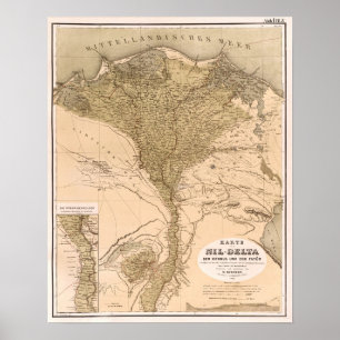 Vintage Nile River Delta 1859 Poster
