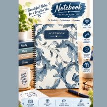 Vintage Nivea litteratur anteckningsbok | Blå blom
