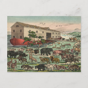 Vintage Noahs Ark Animals Illustration 1882 Vykort