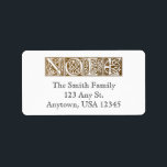 Vintage Noel-Adressetiketter Adressetikett<br><div class="desc">Ornate celtic formated dekorative brev stavning Julhälsningar Noel i guld. Matchningskort finns tillgängligt.</div>