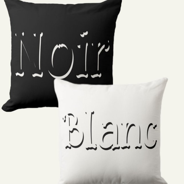 Vintage Noir & Blanc Script svart & vit Kudde (Skapare uppladdad)