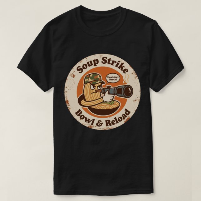 Vintage Noodle Bowl Combat Gamer Roligt T Shirt (Design framsida)