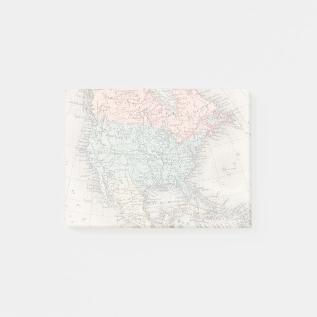 Vintage Nordamerika Karta Post-it Block (Framsida)